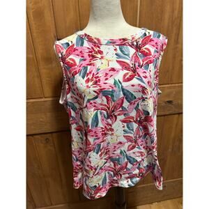 Chicos Tropical Floral Exotic Tank Top Size 3 Brunch Resortwear